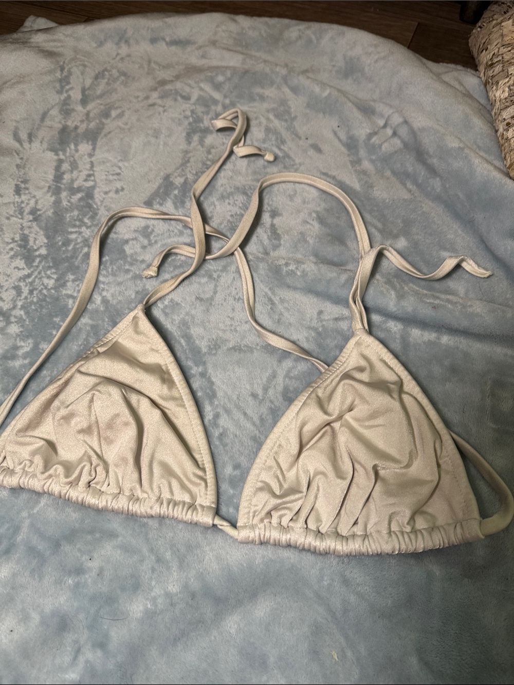 VENUS Cream Triangle Bandeau Bikini Top